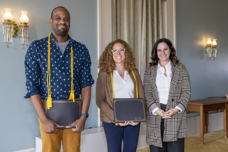 Dean Sanders honors two faculty for their international engagement efforts. 